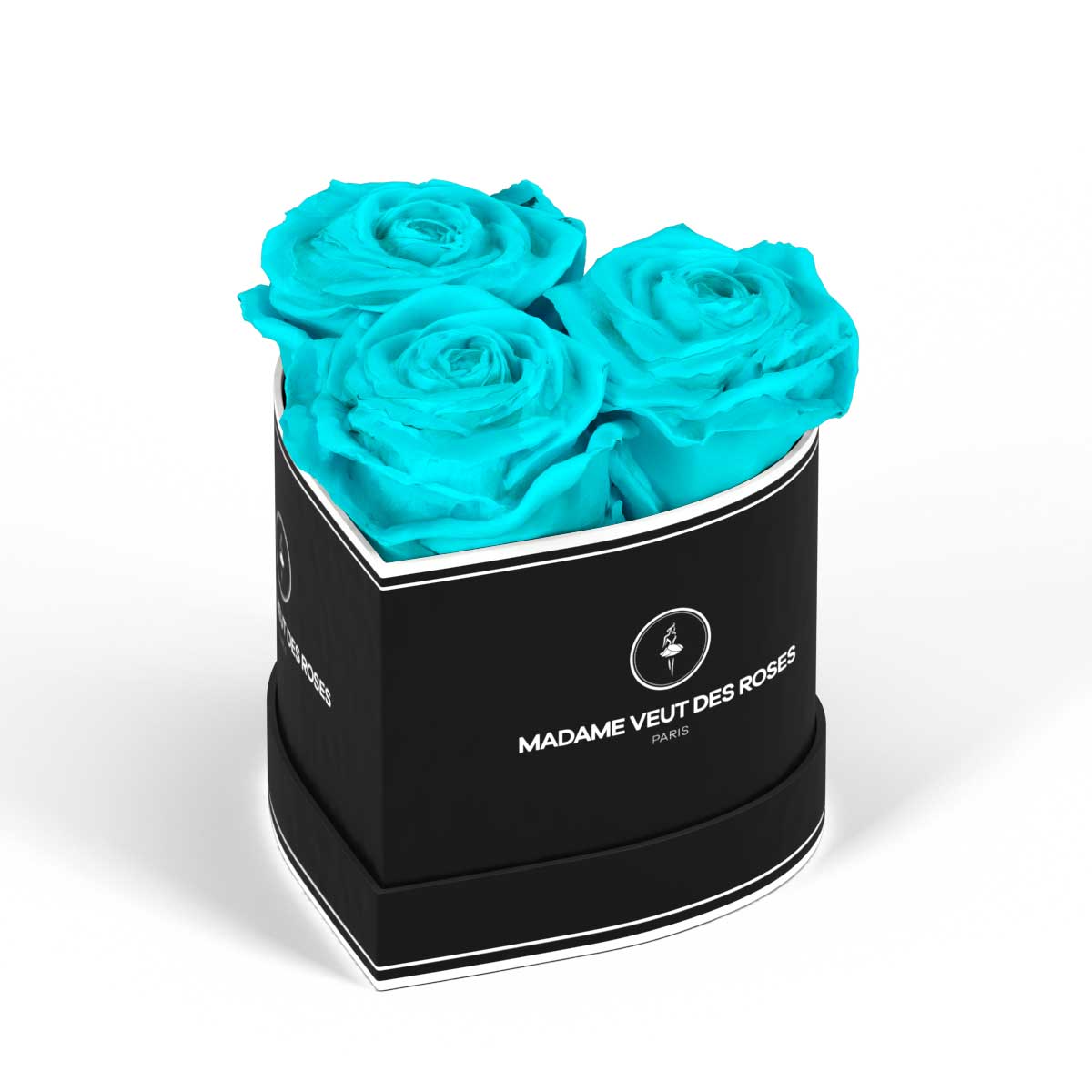 Relaxdays Boîte à roses, 18 roses, Bac à roses noir, forme en cœur,  conservable 10 ans, turquoise